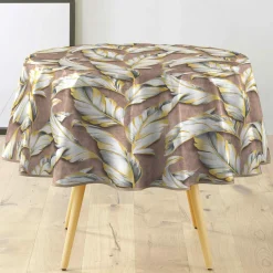 Nappe De Table|douceur d'intu017drieur Nappe enduite PVC ronde imperméable (Diamètre 160 cm) Ebany Chocolat