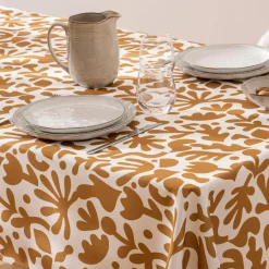 Nappe De Table|Atmosphera, cru017dateur d'intu017drieur Nappe rectangulaire anti tache (140 x 240 cm) Jolan Jaune ocre