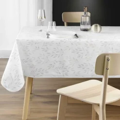Nappe De Table|DOUCEUR D'INTERIEUR Nappe rectangulaire anti tache (150 x 240 cm) Lonigold he Blanc