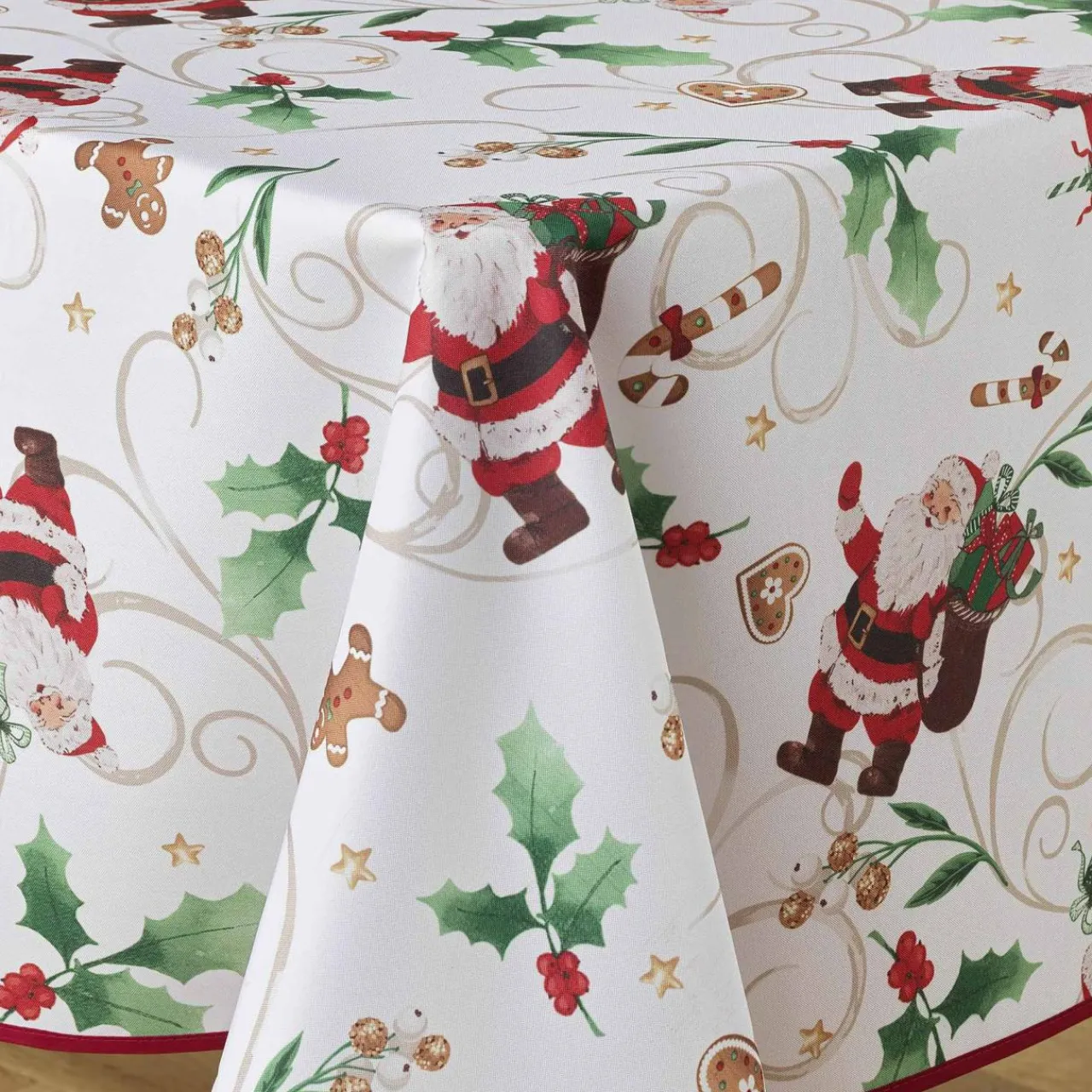 Nappe Et Chemin De Table|douceur d'intu017drieur Nappe rectangulaire anti tache (150 x 300 cm) Père Noël Blanc