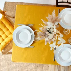 Nappe De Table|ENJOY HOME Nappe rectangulaire coton recyclé (140 x 240 cm) Bombay Jaune moutarde