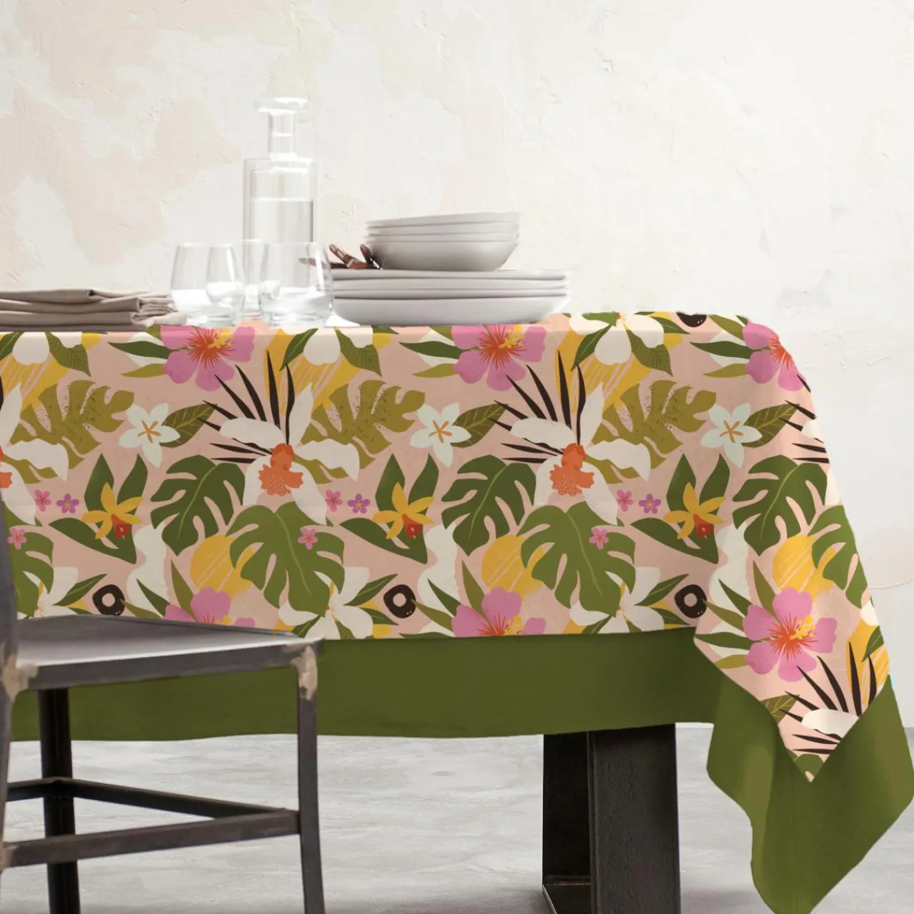 Nappe De Table|EMINZA Nappe rectangulaire coton enduit (150 x 350 cm) Rio Multicolore