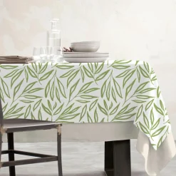 Nappe De Table|EMINZA Nappe rectangulaire coton enduit (150 x 250 cm) Galice Vert Eucalyptus