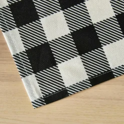 Nappe De Table|EMINZA Nappe rectangulaire coton enduit (150 x 350 cm) Vichy e Noir