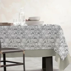 Nappe De Table|EMINZA Nappe rectangulaire coton enduit (150 x 350 cm) Home e Gris