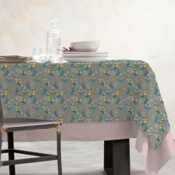 Nappe De Table|EMINZA Nappe rectangulaire coton enduit (150 x 250 cm) Juliette Vert Eucalyptus