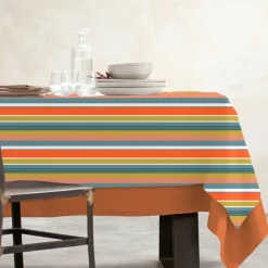 Nappe De Table|EMINZA Nappe rectangulaire coton enduit (150 x 350 cm) Mandarine Multicolore