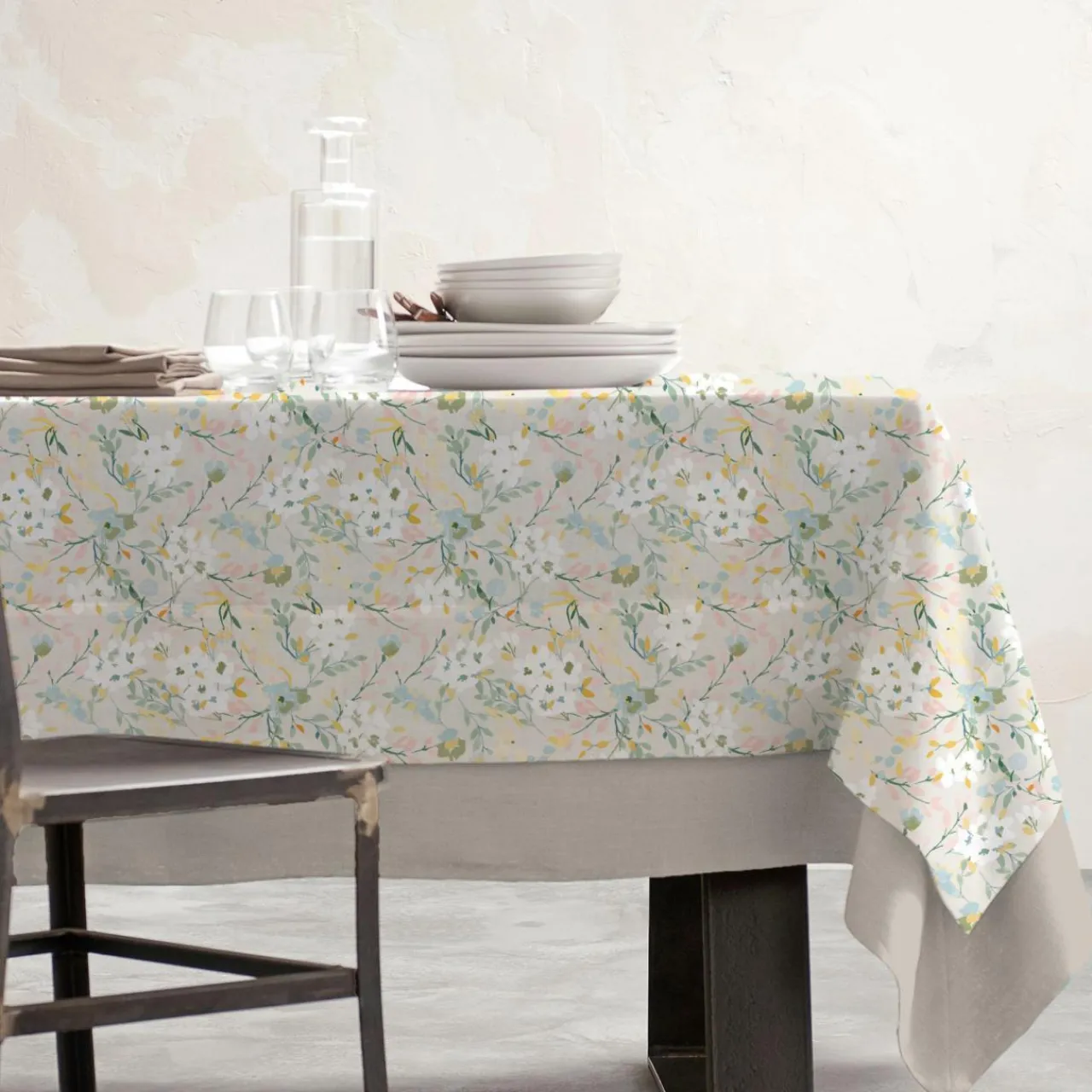 Nappe De Table|EMINZA Nappe rectangulaire coton enduit (150 x 350 cm) Ornella Multicolore