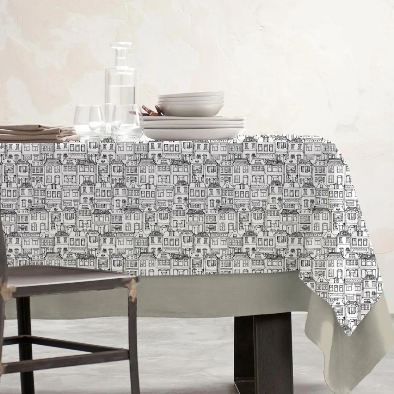 Nappe De Table|EMINZA Nappe rectangulaire coton enduit (150 x 250 cm) Home e Gris