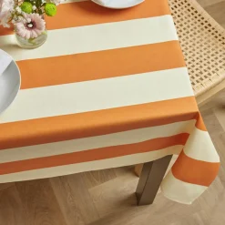 Nappe De Table|EMINZA Nappe rectangulaire coton enduit (150 x 250 cm) Clementine Orange