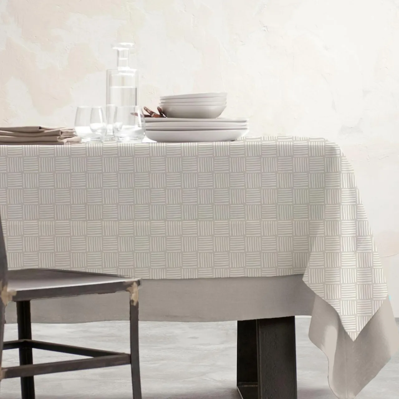 Nappe De Table|EMINZA Nappe rectangulaire coton enduit (150 x 250 cm) Paolo Beige