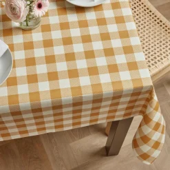 Nappe De Table|EMINZA Nappe rectangulaire coton enduit (150 x 250 cm) Vichy Jaune moutarde
