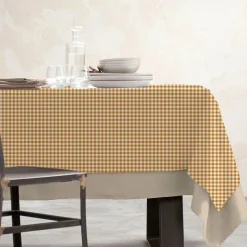 Nappe De Table|EMINZA Nappe rectangulaire coton enduit (150 x 250 cm) Vichy Jaune moutarde
