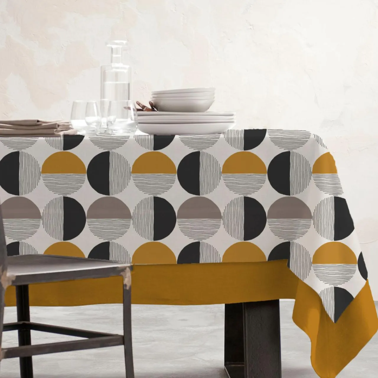 Nappe De Table|EMINZA Nappe rectangulaire coton enduit (150 x 250 cm) Harlem Multicolore