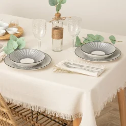 Nappe De Table|ATMOSPHERA Nappe rectangulaire coton (150 x 250 cm) Maha he Blanc