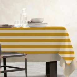 Nappe De Table|EMINZA Nappe rectangulaire coton enduit (150 x 250 cm) Clementine Jaune moutarde