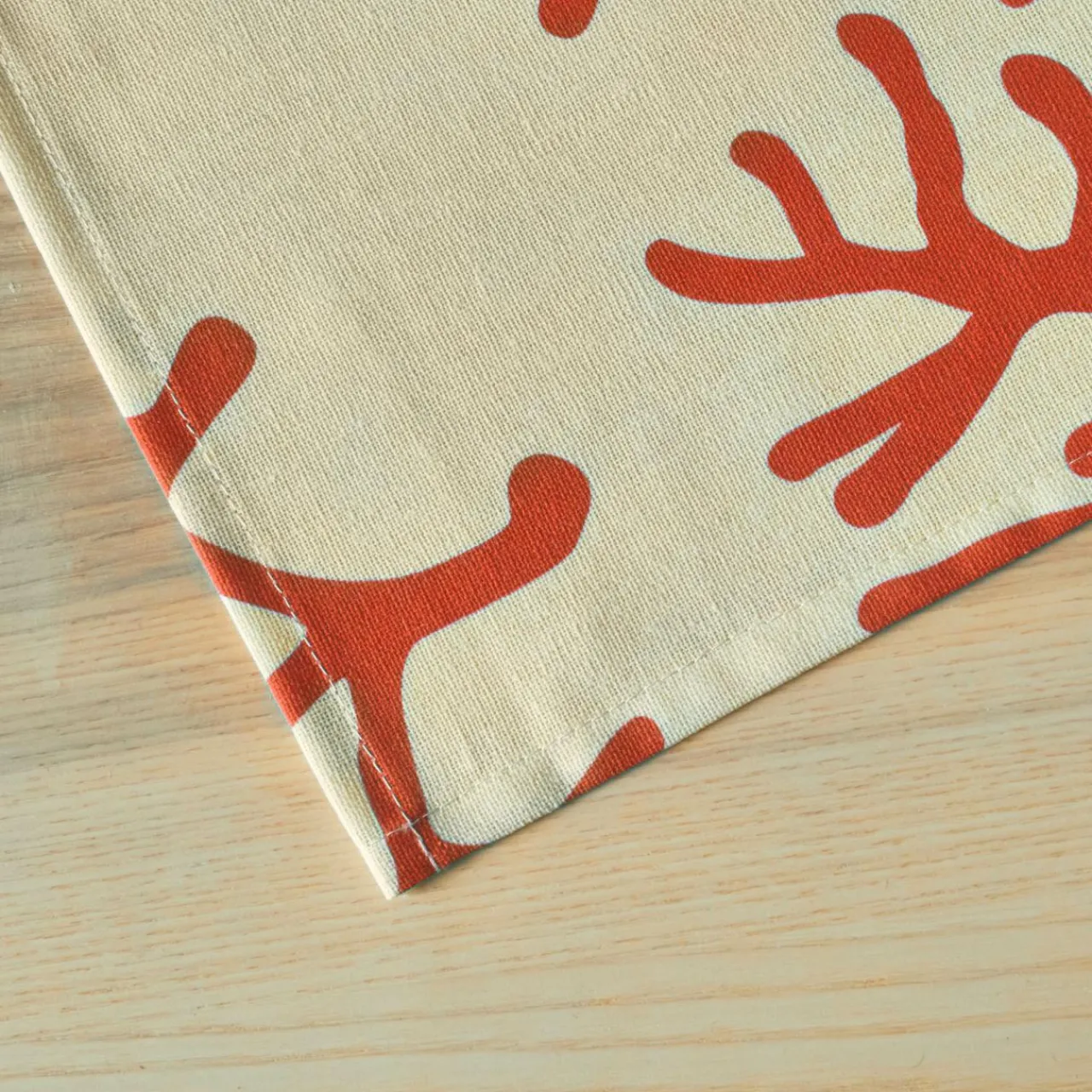 Nappe De Table|EMINZA Nappe rectangulaire coton enduit (150 x 350 cm) Moorea Corail Orange