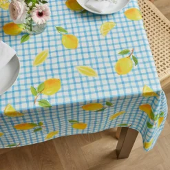 Nappe De Table|EMINZA Nappe rectangulaire coton enduit (150 x 250 cm) Menton e Bleu