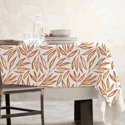 Nappe De Table|EMINZA Nappe rectangulaire coton enduit (150 x 350 cm) Galice Terracotta