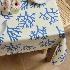 Nappe De Table|EMINZA Nappe rectangulaire coton enduit (150 x 350 cm) Moorea e Bleu