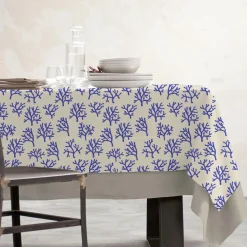 Nappe De Table|EMINZA Nappe rectangulaire coton enduit (150 x 350 cm) Moorea e Bleu