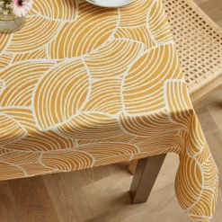 Nappe De Table|EMINZA Nappe rectangulaire coton enduit (150 x 350 cm) Sarah Jaune moutarde