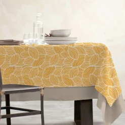 Nappe De Table|EMINZA Nappe rectangulaire coton enduit (150 x 350 cm) Sarah Jaune moutarde