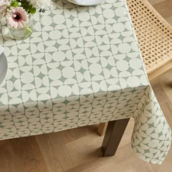 Nappe De Table|EMINZA Nappe rectangulaire coton enduit (150 x 350 cm) Sofia e Vert