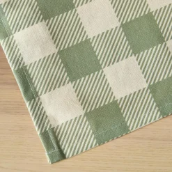 Nappe De Table|EMINZA Nappe rectangulaire coton enduit (150 x 350 cm) Vichy Vert sauge