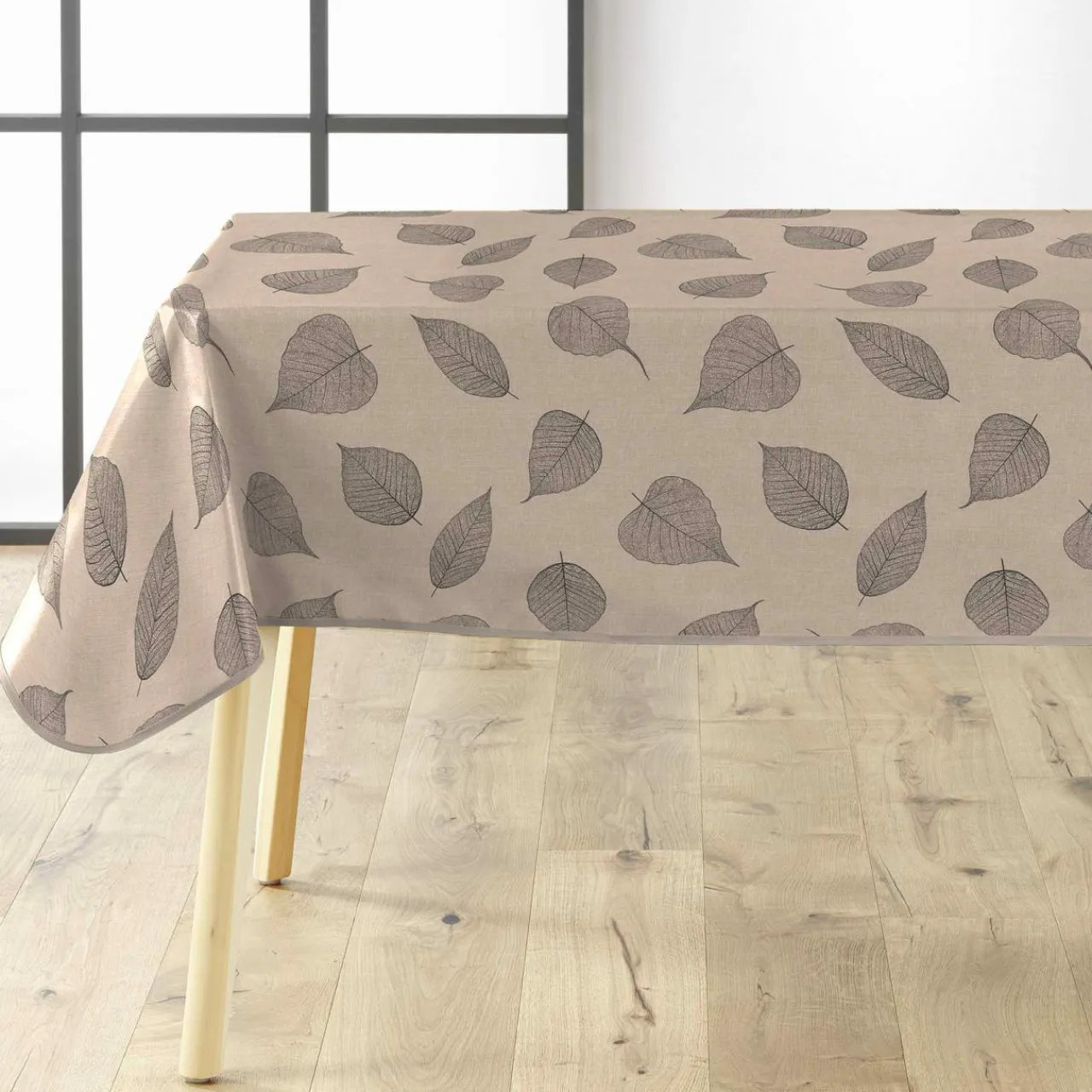 Nappe De Table|douceur d'intu017drieur Nappe rectangulaire enduite PVC (140 x 240 cm) Feuillys Beige