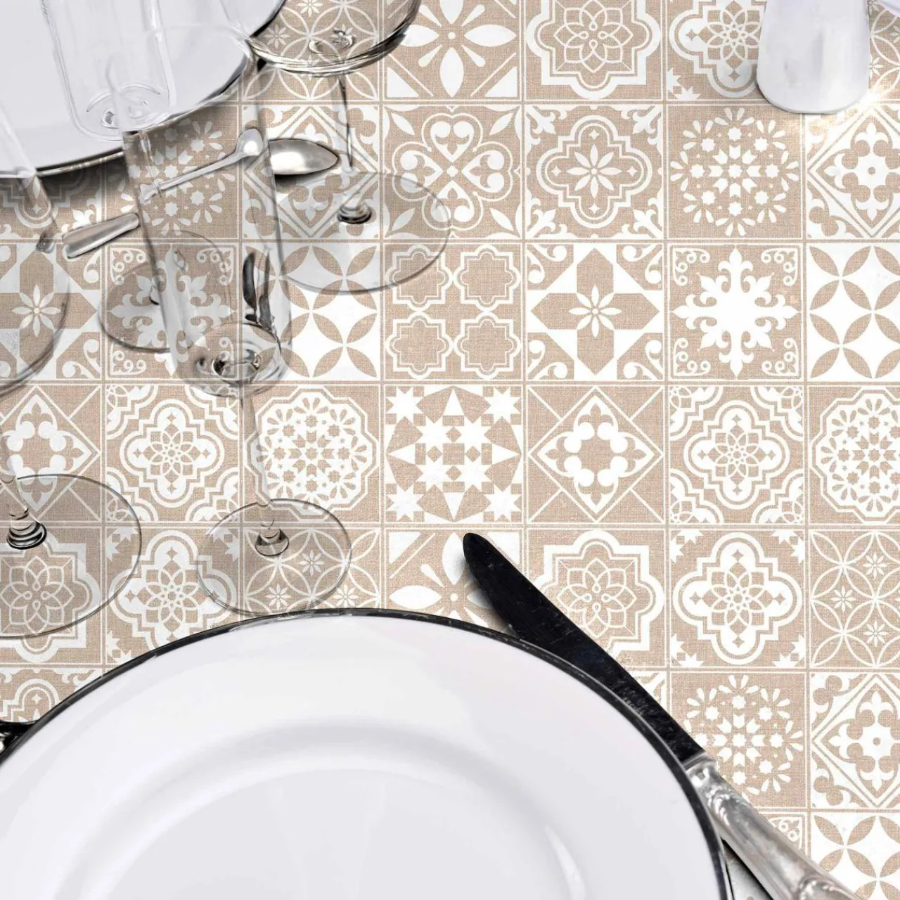 Nappe De Table|douceur d'intu017drieur Nappe rectangulaire enduite PVC (140 x 240 cm) Carella he Blanc