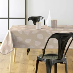 Nappe De Table|douceur d'intu017drieur Nappe rectangulaire enduite PVC (140 x 240 cm) Feuillys he Blanc