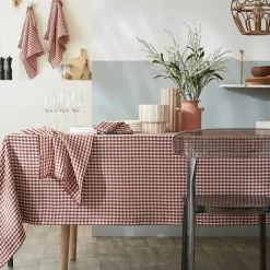 Nappe De Table|EMINZA Nappe rectangulaire gaze de coton (150 x 250 cm) Gaïa vichy Terracotta
