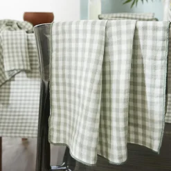 Nappe De Table|EMINZA Nappe rectangulaire gaze de coton (150 x 350 cm) Gaïa vichy Vert Eucalyptus