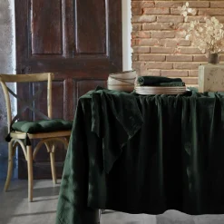Nappe De Table|EMINZA Nappe rectangulaire gaze de coton (150 x 250 cm) Gaïa Vert sapin