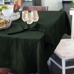 Nappe De Table|EMINZA Nappe rectangulaire gaze de coton (150 x 250 cm) Gaïa Vert sapin