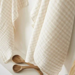 Nappe De Table|EMINZA Nappe rectangulaire gaze de coton (150 x 250 cm) Gaïa vichy Beige