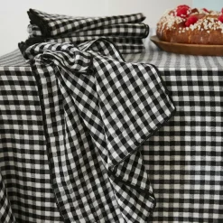 Nappe De Table|EMINZA Nappe rectangulaire gaze de coton (150 x 250 cm) Gaïa vichy e Noir