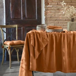 Nappe De Table|EMINZA Nappe rectangulaire gaze de coton (150 x 250 cm) Gaïa Abricot