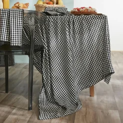 Nappe De Table|EMINZA Nappe rectangulaire gaze de coton (150 x 350 cm) Gaïa vichy e Noir