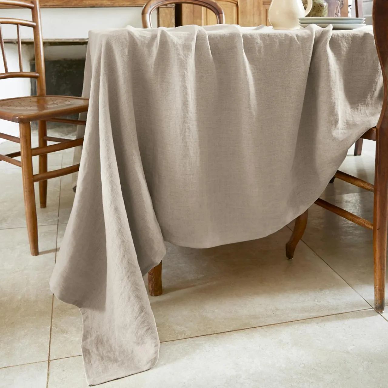 Nappe De Table|EMINZA Nappe rectangulaire lin lavé (170 x 350 cm) Louise Beige