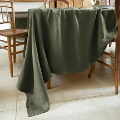 Nappe De Table|EMINZA Nappe rectangulaire lin lavé (170 x 250 cm) Louise Vert romarin