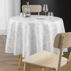 Nappe De Table|DOUCEUR D'INTERIEUR Nappe ronde anti tache (180 cm) Lonigold he Blanc