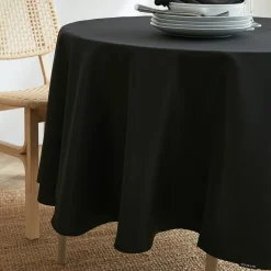 Nappe De Table|EMINZA Nappe ronde anti tache (180 cm) Elise e Noir