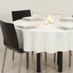 Nappe De Table|ATMOSPHERA Nappe ronde anti tache (D180 cm) Lina Ivoire