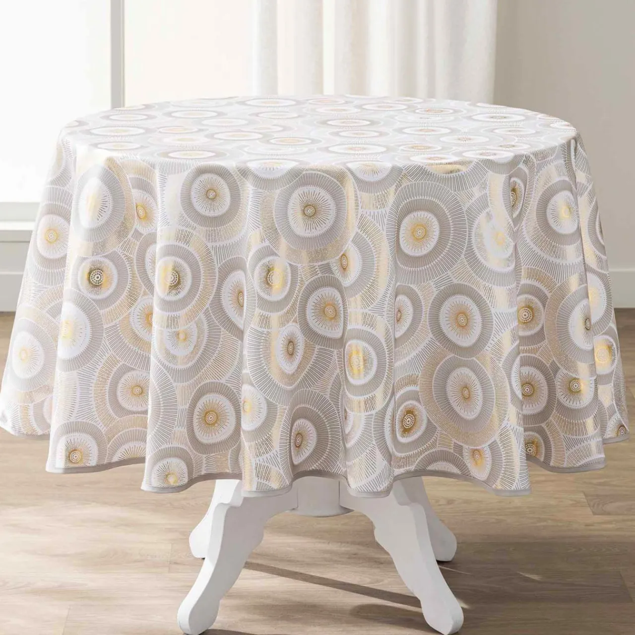 Nappe De Table|douceur d'intu017drieur Nappe ronde antitache (180 cm) Eclipse he Blanc
