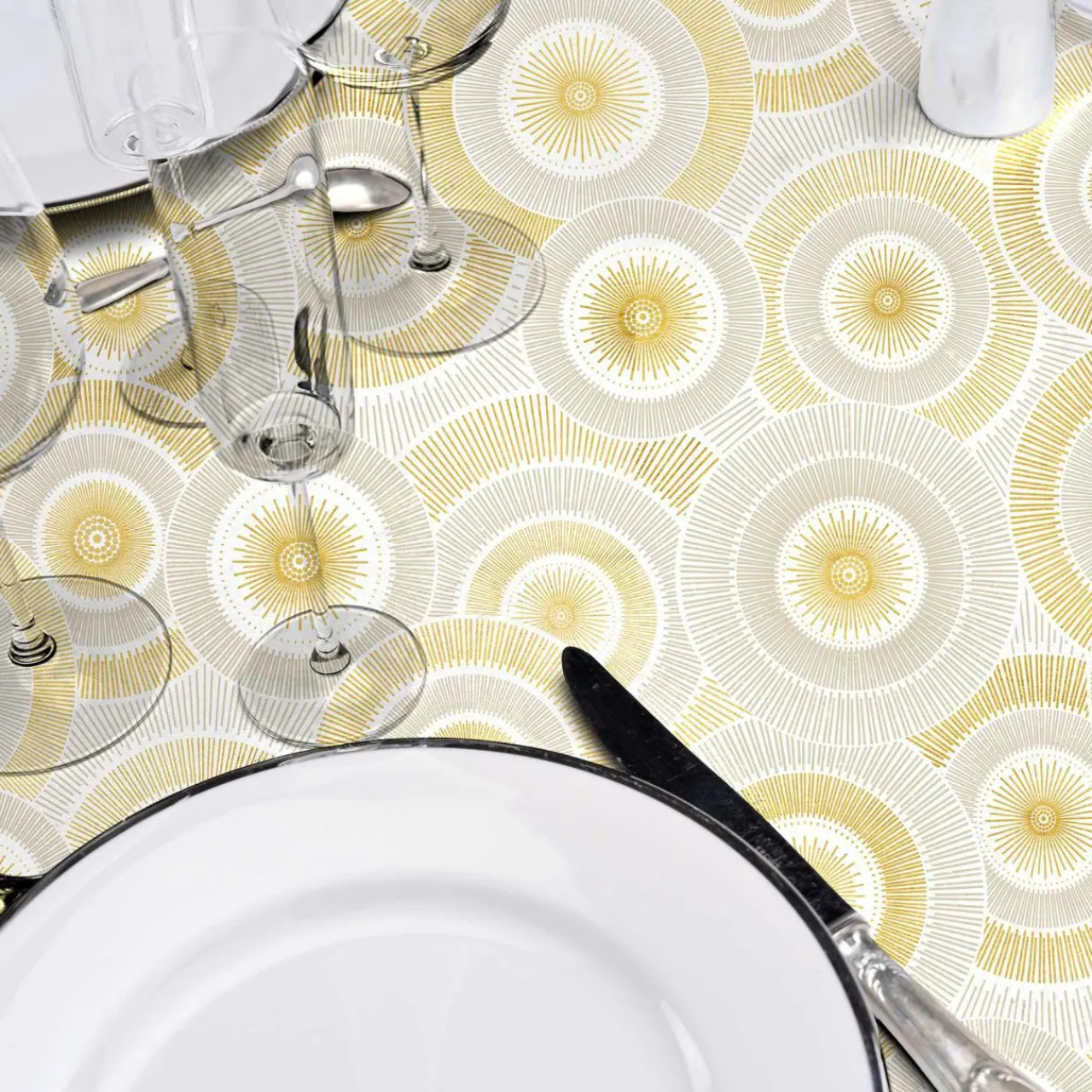 Nappe De Table|douceur d'intu017drieur Nappe ronde antitache (180 cm) Eclipse he Blanc