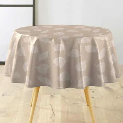 Nappe De Table|douceur d'intu017drieur Nappe ronde enduite PVC (160 cm) Feuillys he Blanc