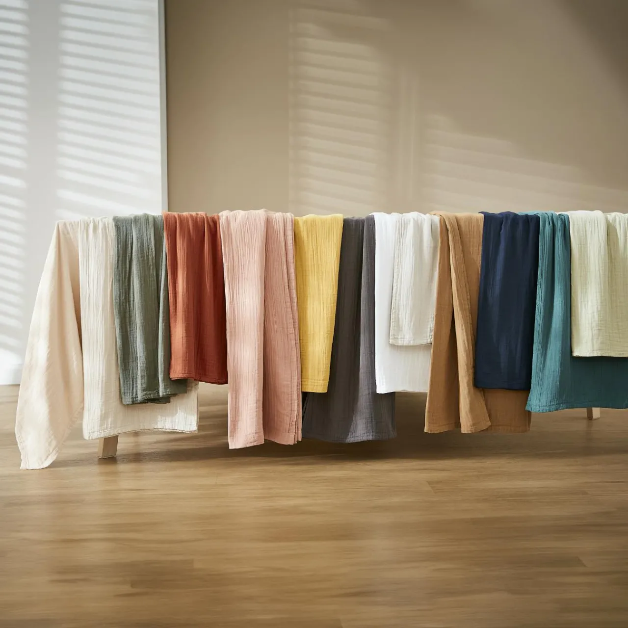 Nappe De Table|EMINZA Nappe ronde gaze de coton (180 cm) Gaïa Bleu canard