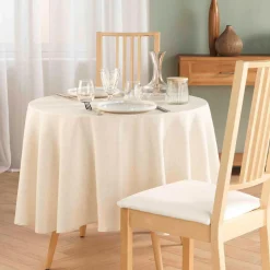 Nappe De Table|douceur d'intu017drieur Nappe ronde lin (180 cm) Pauline Écru Ecru